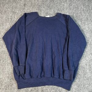 Vtg Unbranded Crewneck Sweatshirt Mens XL Navy Fair Raglan Blank Basic 90s